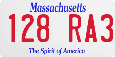 MA license plate 128RA3