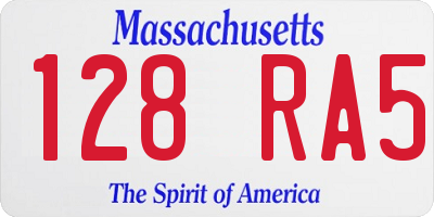 MA license plate 128RA5