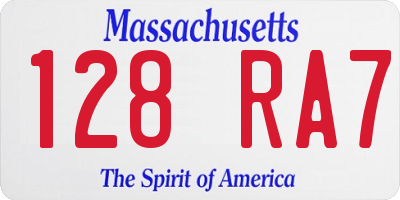 MA license plate 128RA7