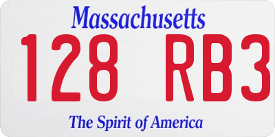MA license plate 128RB3