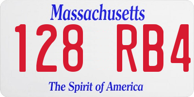 MA license plate 128RB4