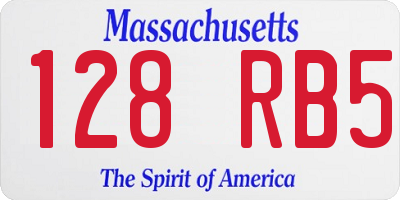 MA license plate 128RB5