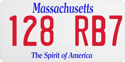 MA license plate 128RB7