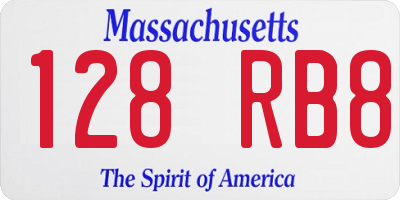 MA license plate 128RB8