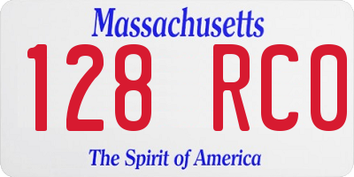 MA license plate 128RC0