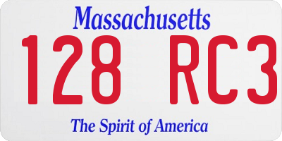MA license plate 128RC3