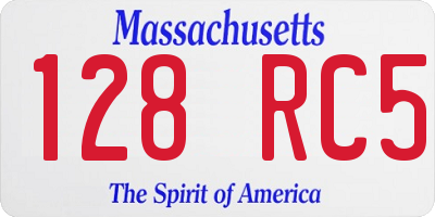 MA license plate 128RC5