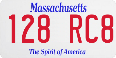 MA license plate 128RC8