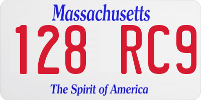 MA license plate 128RC9