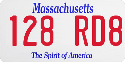 MA license plate 128RD8