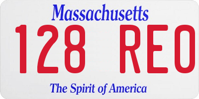 MA license plate 128RE0