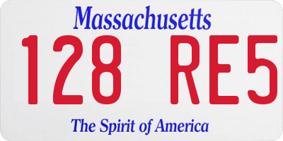 MA license plate 128RE5