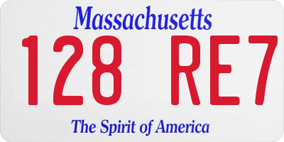 MA license plate 128RE7