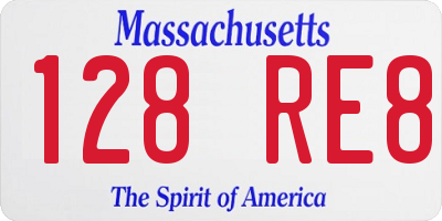 MA license plate 128RE8
