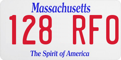 MA license plate 128RF0