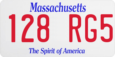 MA license plate 128RG5