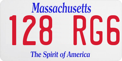 MA license plate 128RG6