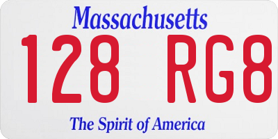 MA license plate 128RG8