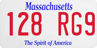MA license plate 128RG9
