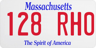 MA license plate 128RH0