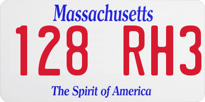 MA license plate 128RH3