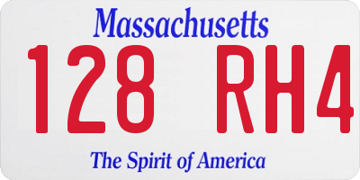 MA license plate 128RH4
