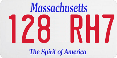 MA license plate 128RH7