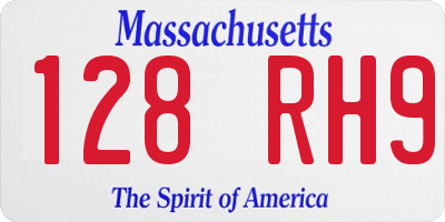 MA license plate 128RH9