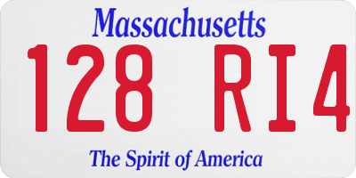 MA license plate 128RI4
