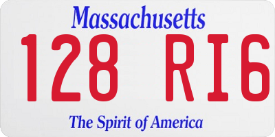 MA license plate 128RI6