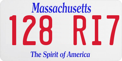MA license plate 128RI7