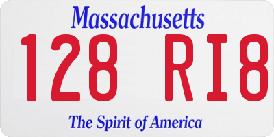 MA license plate 128RI8