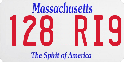 MA license plate 128RI9