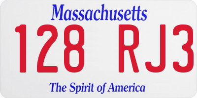MA license plate 128RJ3