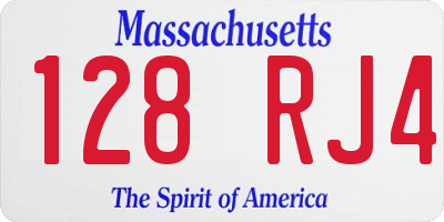MA license plate 128RJ4