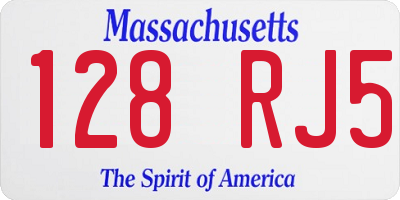 MA license plate 128RJ5
