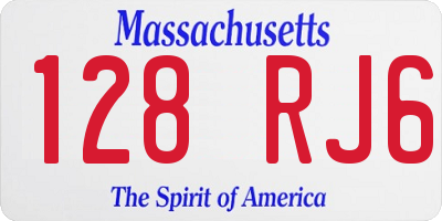 MA license plate 128RJ6
