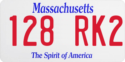 MA license plate 128RK2