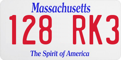 MA license plate 128RK3