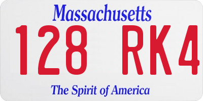 MA license plate 128RK4