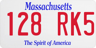 MA license plate 128RK5