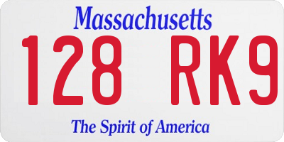 MA license plate 128RK9