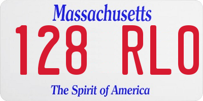 MA license plate 128RL0
