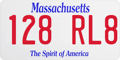 MA license plate 128RL8