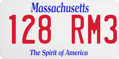 MA license plate 128RM3