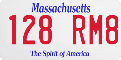 MA license plate 128RM8