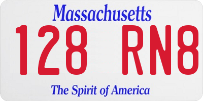 MA license plate 128RN8