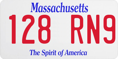 MA license plate 128RN9