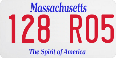 MA license plate 128RO5