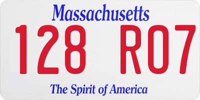 MA license plate 128RO7